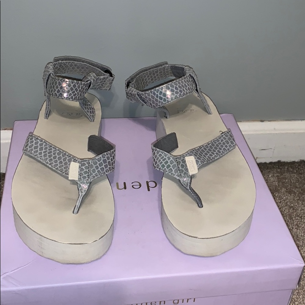 White Teva Flatforms